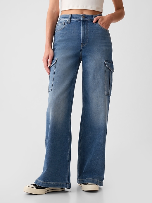 jean cargo taille haute à jambes larges