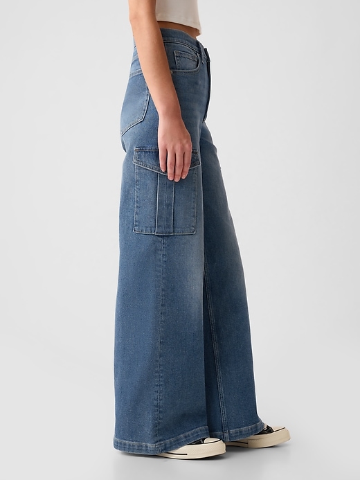 jean cargo taille haute à jambes larges
