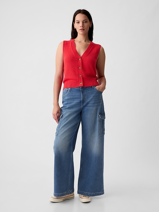 jean cargo taille haute à jambes larges