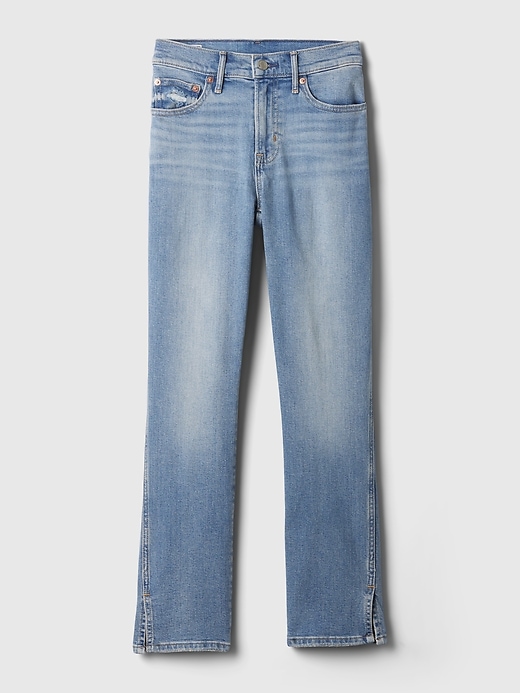 jean slim vintage taille mi-haute à ourlet fendu