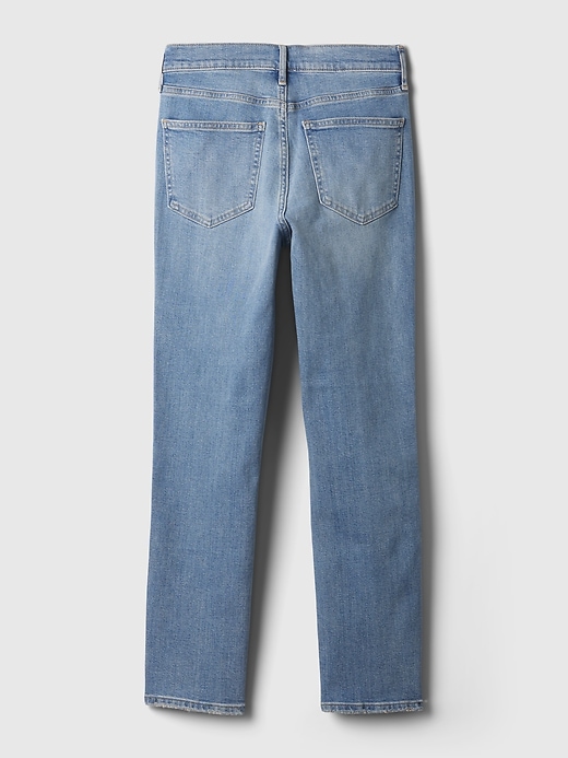 jean slim vintage taille mi-haute à ourlet fendu