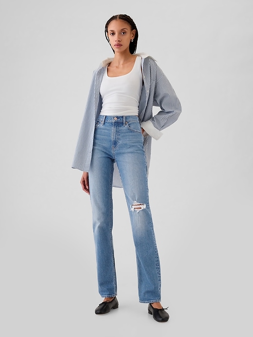 jean slim droit taille haute années 90
