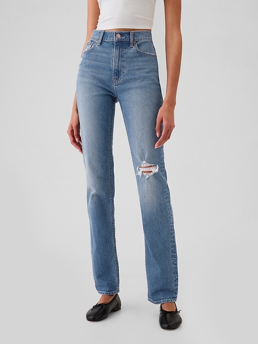 jean slim droit taille haute années 90