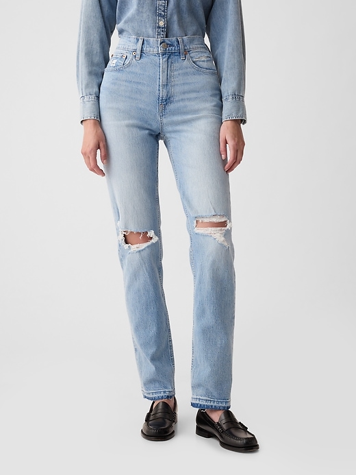 jean droit taille haute et échancré