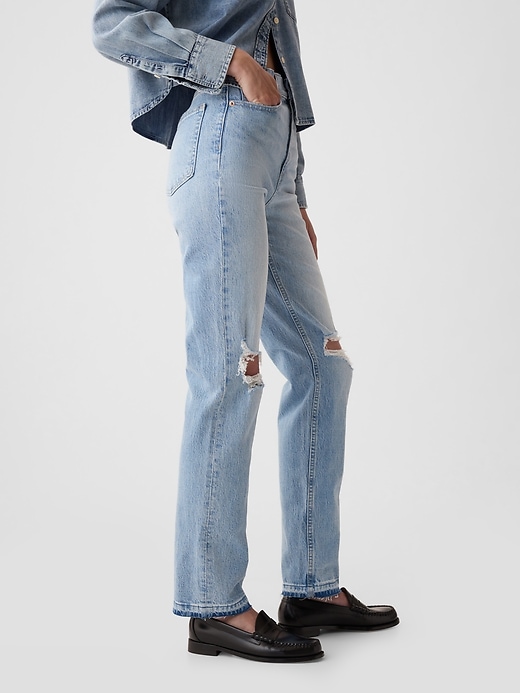 jean droit taille haute et échancré