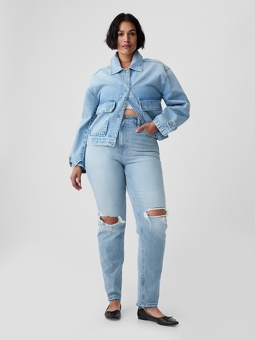 jean droit taille haute et échancré