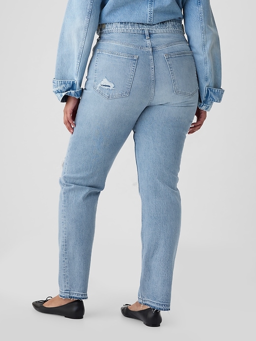 jean droit taille haute et échancré