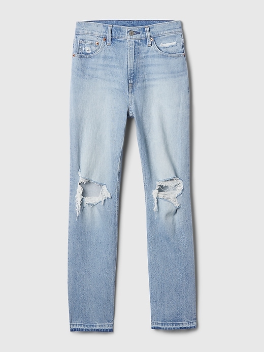 jean droit taille haute et échancré