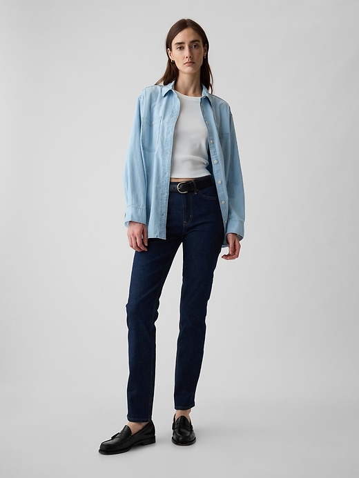 jean slim vintage taille mi-haute