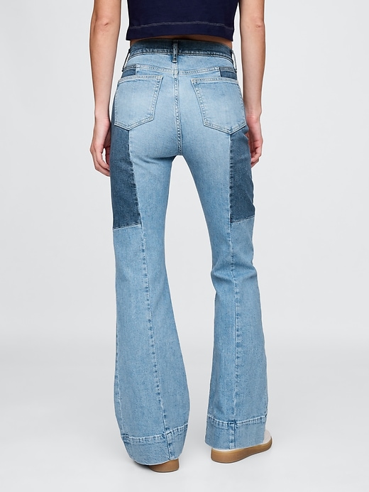 jean évasé patchwork taille haute années 70