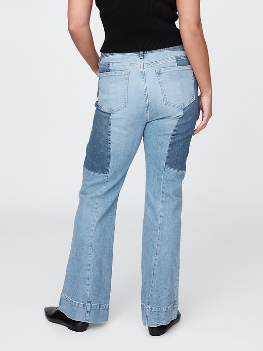 jean évasé patchwork taille haute années 70