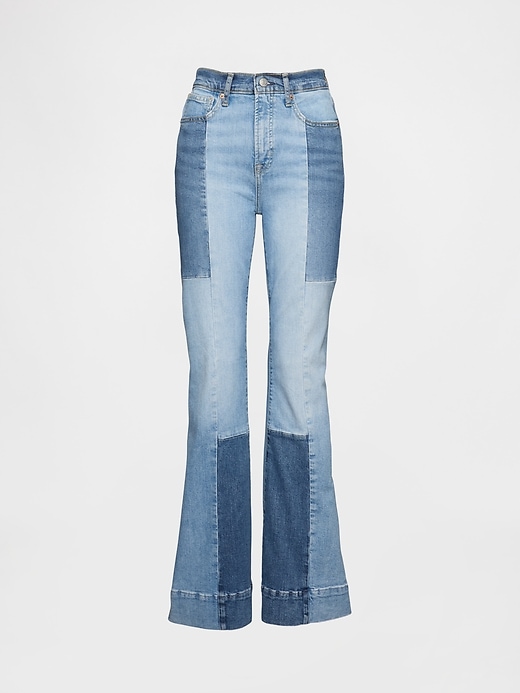 jean évasé patchwork taille haute années 70
