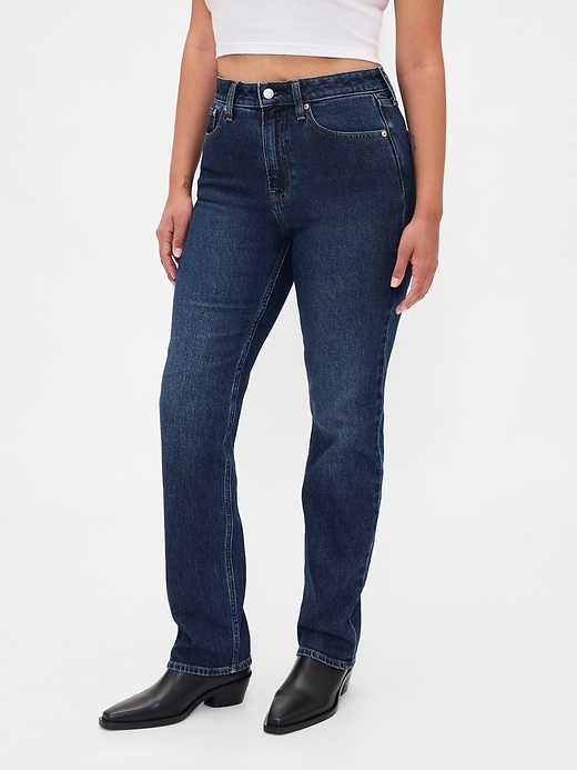 jean slim droit taille haute pour femmes rondes style années 90