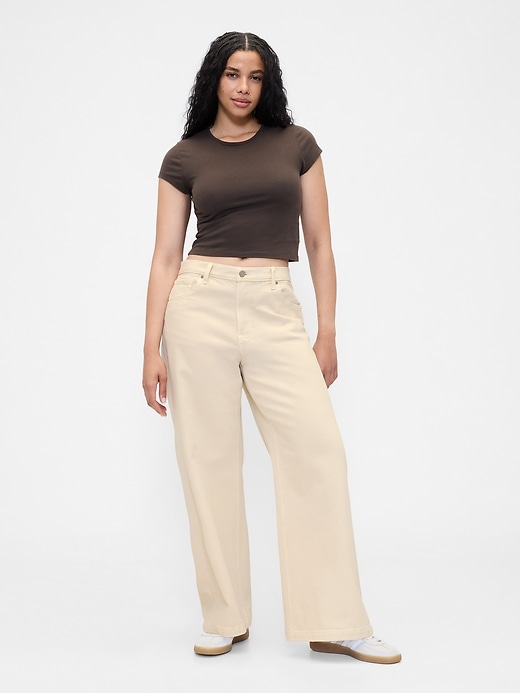 jean taille haute à jambes larges