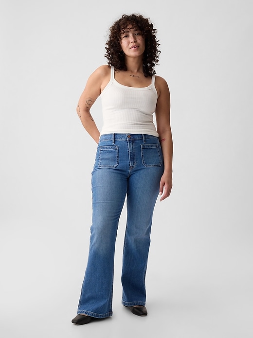 jean évasé taille haute années 70