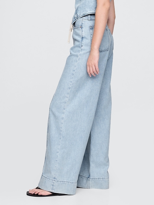 pantalon baggy en denim ultra-doux taille mi-haute