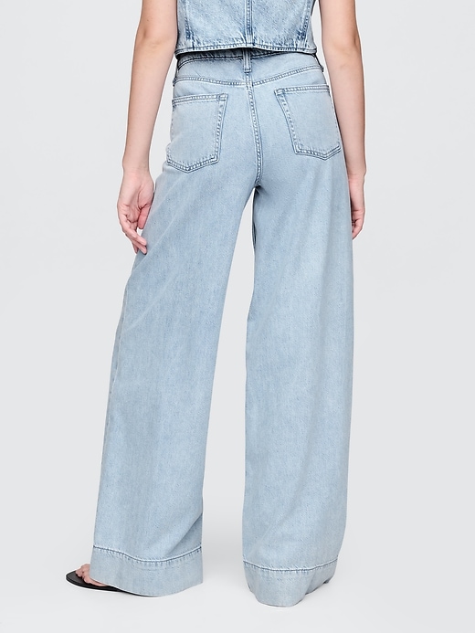 pantalon baggy en denim ultra-doux taille mi-haute