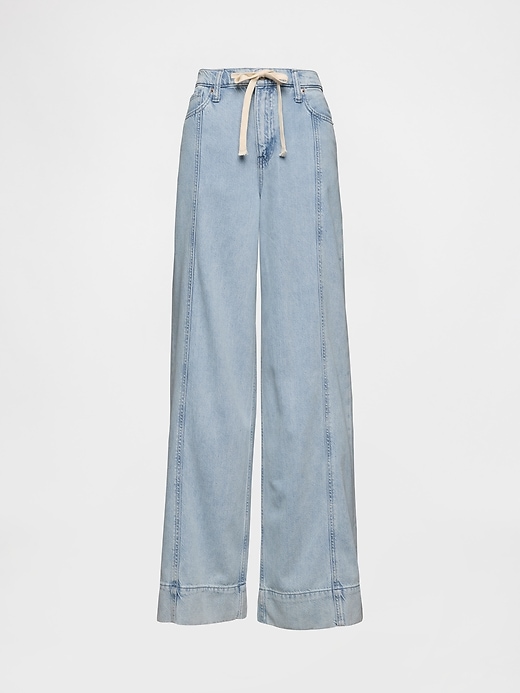 pantalon baggy en denim ultra-doux taille mi-haute
