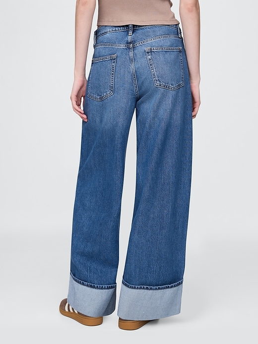 jean baggy ultra-doux à taille mi-haute et revers