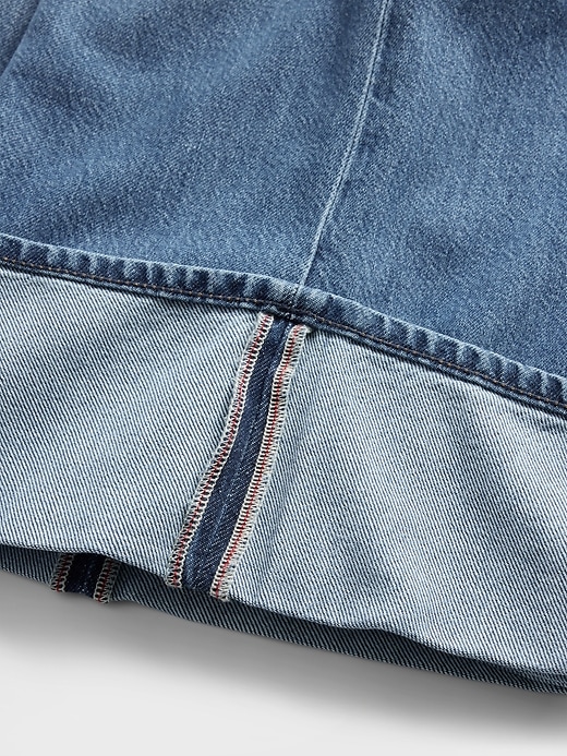 jean baggy ultra-doux à taille mi-haute et revers