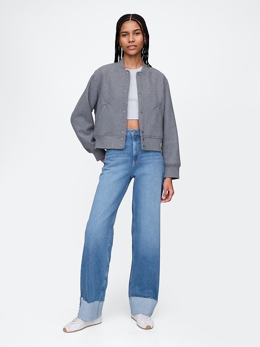 jean ample à revers taille mi-haute style années 90