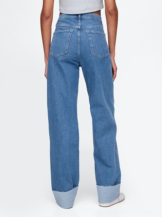 jean ample à revers taille mi-haute style années 90