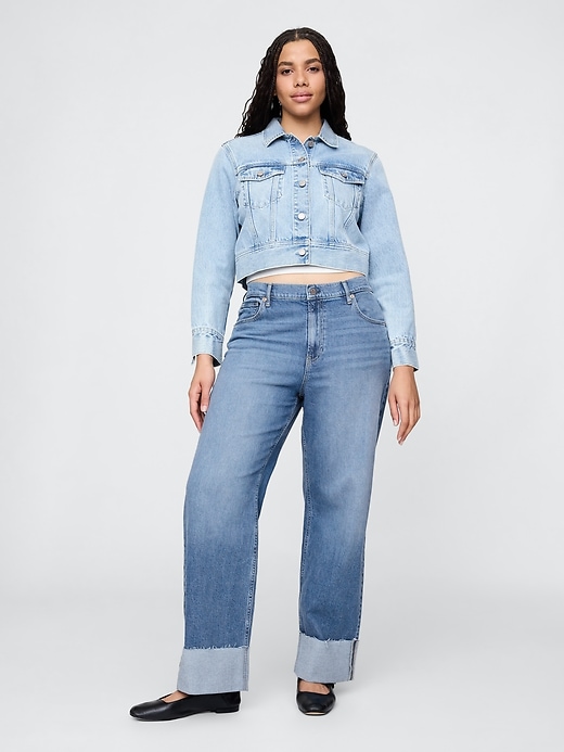 jean ample à revers taille mi-haute style années 90