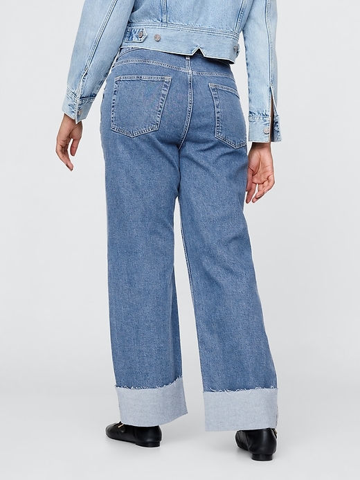 jean ample à revers taille mi-haute style années 90