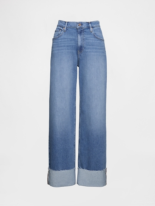 jean ample à revers taille mi-haute style années 90