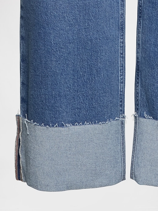 jean ample à revers taille mi-haute style années 90