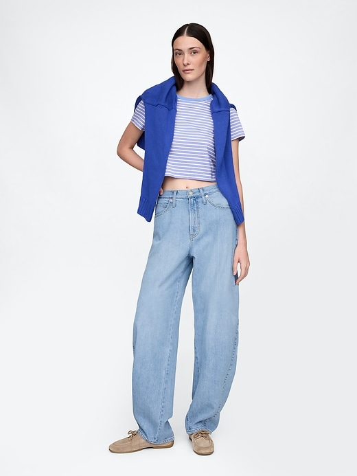 jean taille haute ultra-doux à tonneau