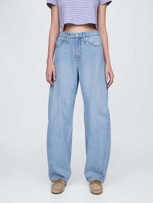 jean taille haute ultra-doux à tonneau