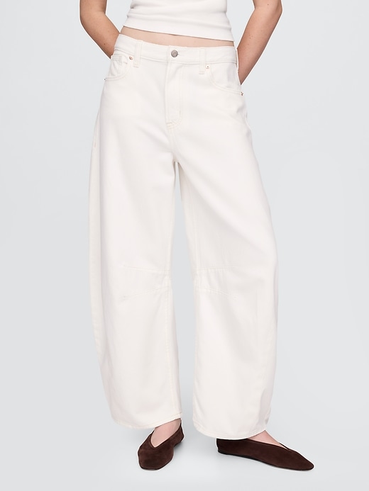 jean taille haute ultra-doux à motif fer à cheval