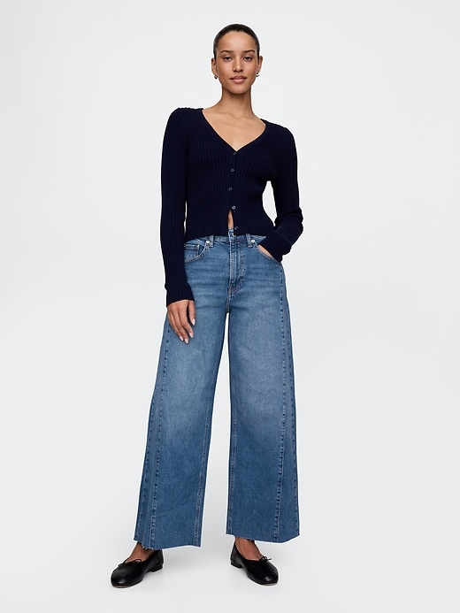 jean taille haute stride à jambes larges et longueur cheville