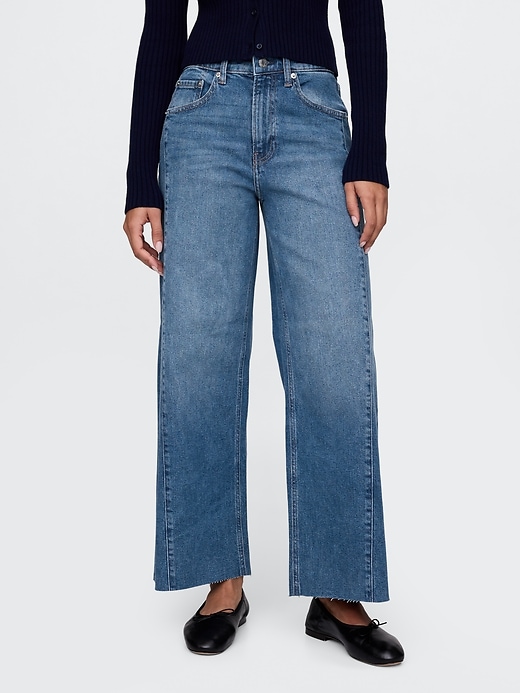 jean taille haute stride à jambes larges et longueur cheville