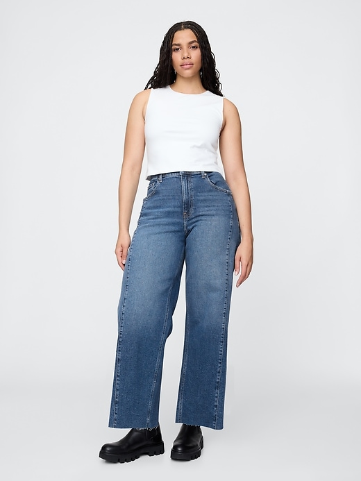 jean taille haute stride à jambes larges et longueur cheville
