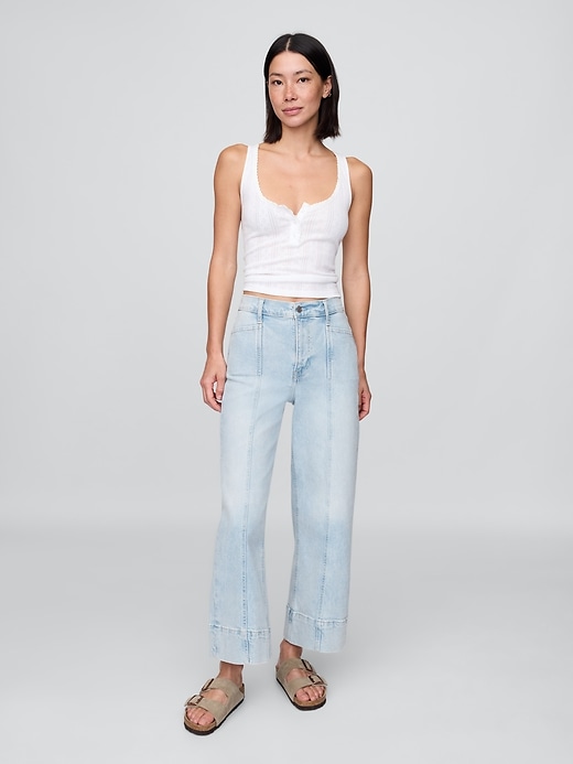jean taille haute stride à jambes larges et longueur cheville