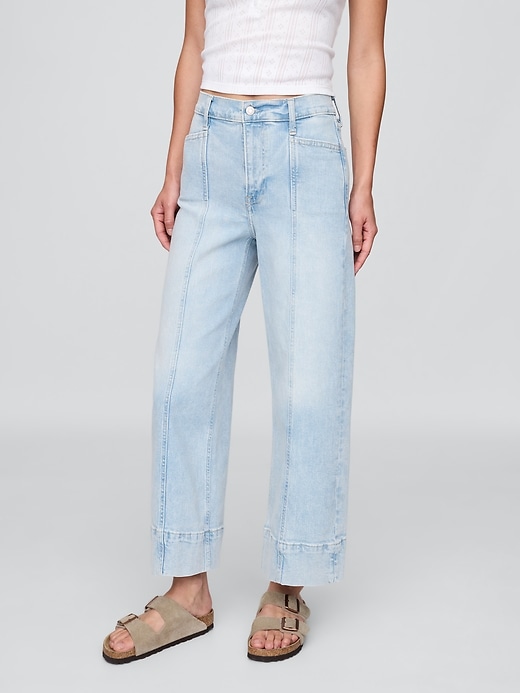 jean taille haute stride à jambes larges et longueur cheville