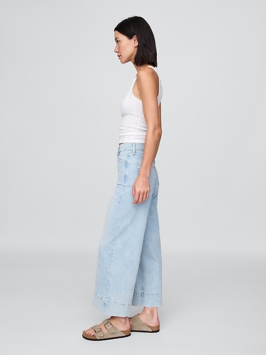 jean taille haute stride à jambes larges et longueur cheville