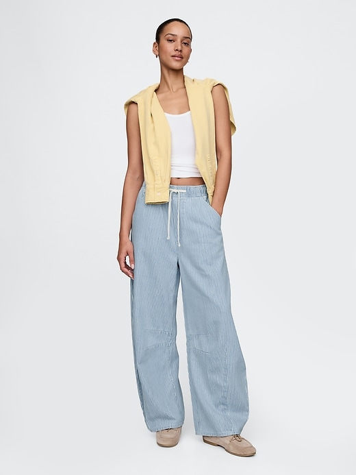 jean à rayures en denim ultra-doux taille mi-haute coupe flatteuse