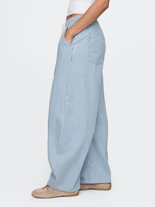 jean à rayures en denim ultra-doux taille mi-haute coupe flatteuse