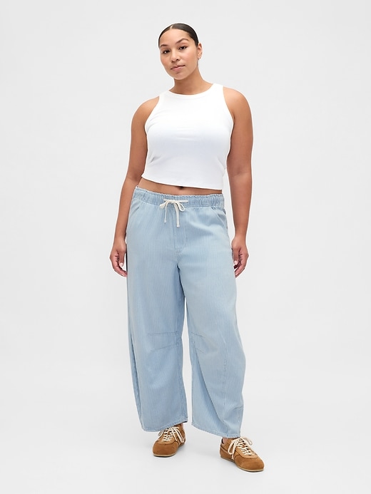 jean à rayures en denim ultra-doux taille mi-haute coupe flatteuse