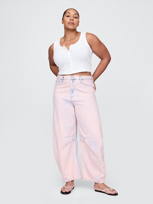 jean taille haute ultra-doux à motif fer à cheval