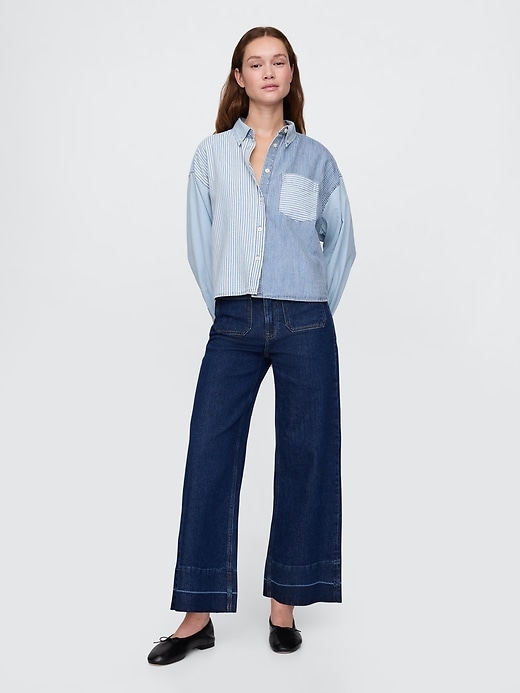 jean large à jambes hautes et chevilles
