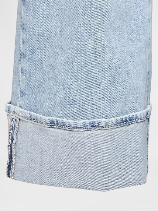 jean taille haute à jambes larges et revers