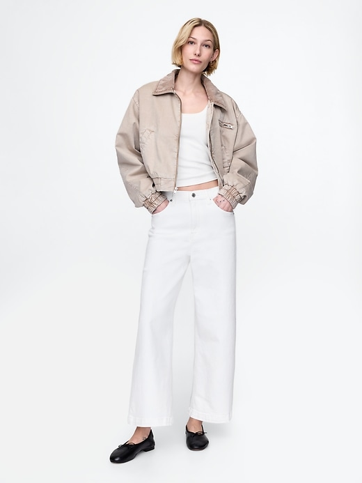 jean taille haute stride à jambes larges et longueur cheville