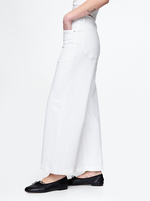 jean taille haute stride à jambes larges et longueur cheville