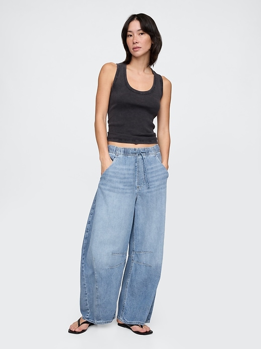 jean taille mi-haute ultra-doux et confortable à motif fer à cheval