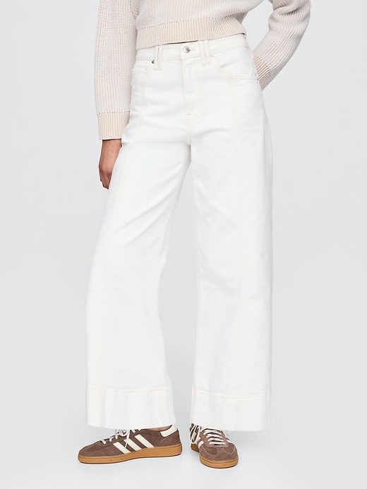 jean taille haute stride à jambes larges et longueur cheville