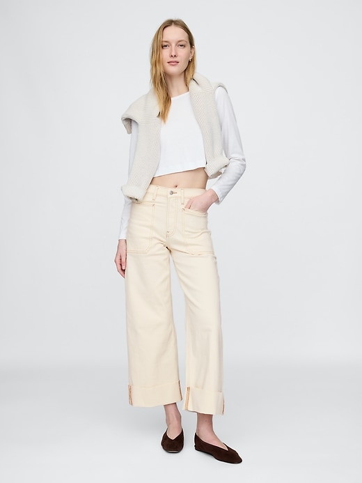 jean taille haute stride à jambes larges et longueur cheville